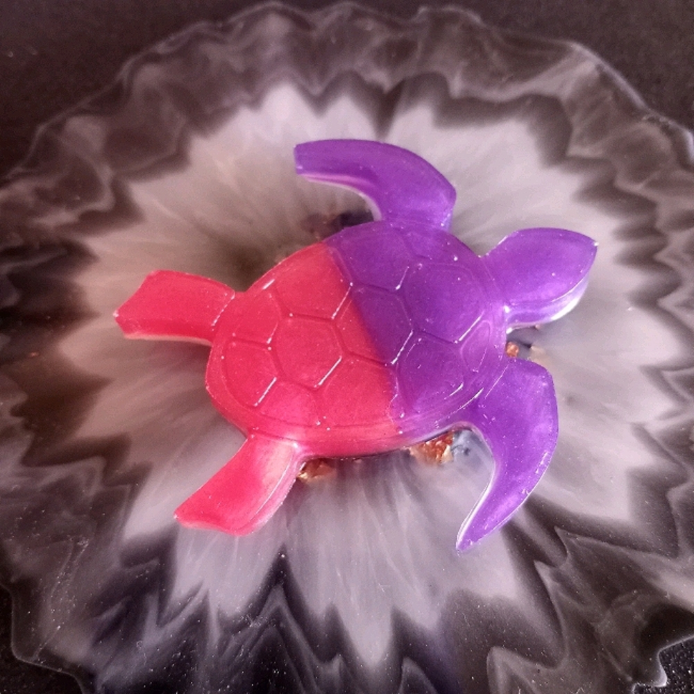 Sea turtle magnet pink purple home office decor handmade resin new